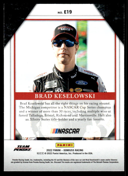 Brad Keselowski 2022 Panini Donruss Racing Elite Series Back of Card