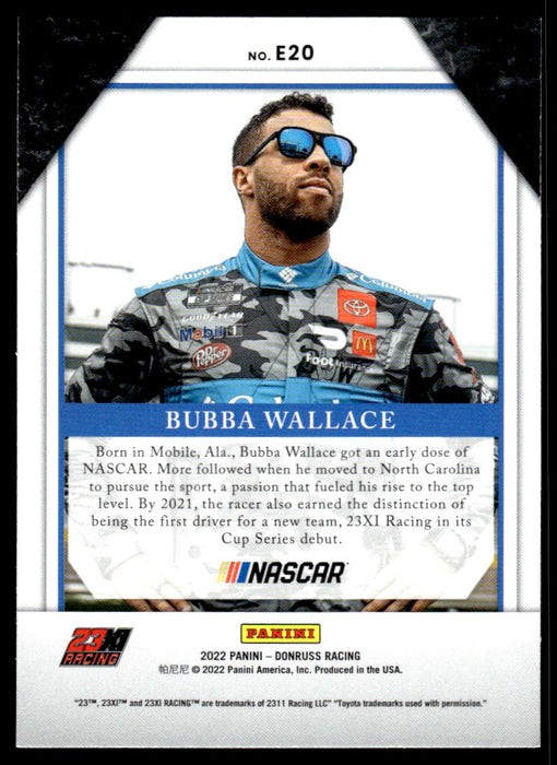 Bubba Wallace 2022 Panini Donruss Racing Elite Series Back of Card