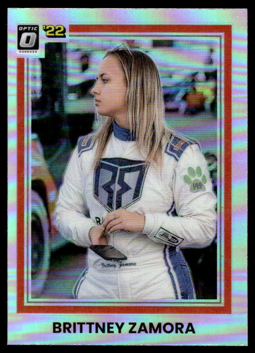 Brittney Zamora 2022 Panini Donruss Racing Optic Holo Retro 1981 Front of Card