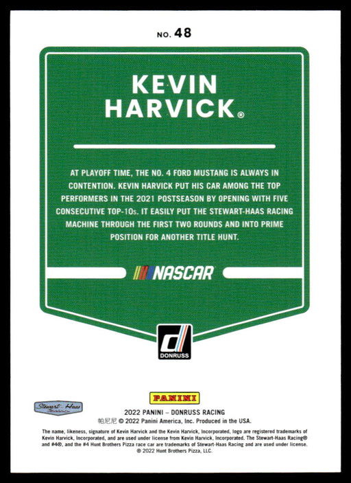 Kevin Harvick 2022 Panini Donruss Racing Red Back of Card