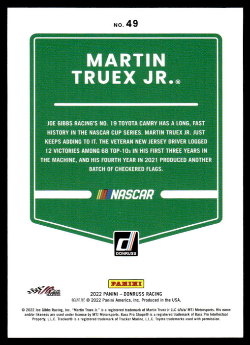 Martin Truex Jr. 2022 Panini Donruss Racing Red Back of Card