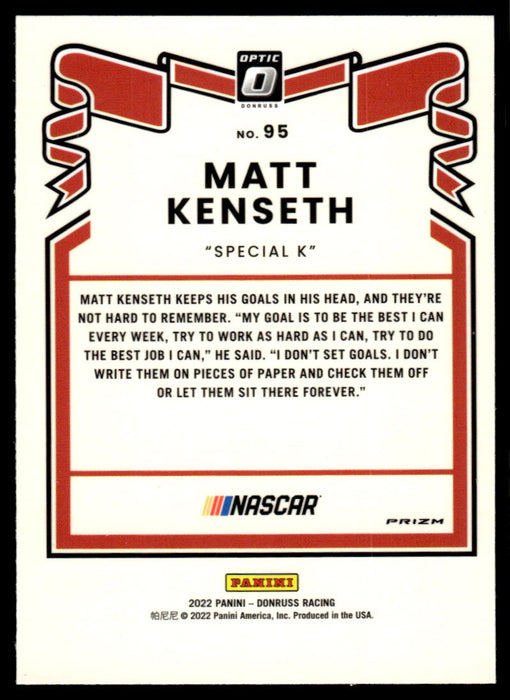 Matt Kenseth 2022 Panini Donruss Racing Optic Holo Retro 1981 Back of Card