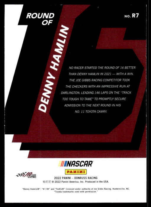 Denny Hamlin 2022 Panini Donruss Racing Round of 22 Back of Card