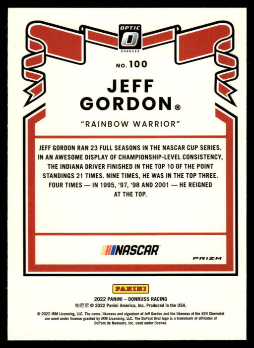 Jeff Gordon 2022 Panini Donruss Racing Optic Holo Retro 1981 Back of Card