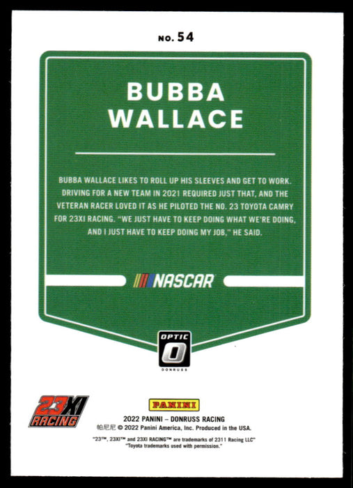 Bubba Wallace 2022 Panini Donruss Racing Optic Back of Card