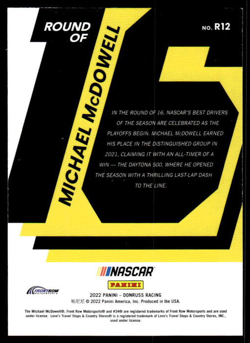 Michael McDowell 2022 Panini Donruss Racing Round of 27 Back of Card