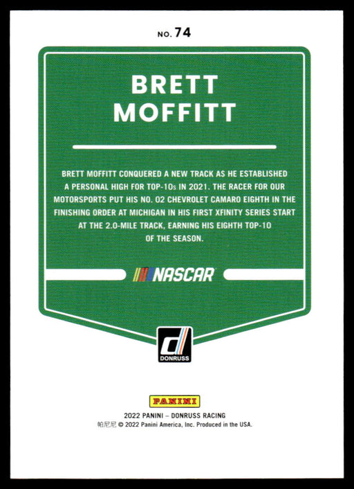 Brett Moffitt 2022 Panini Donruss Racing Red Back of Card