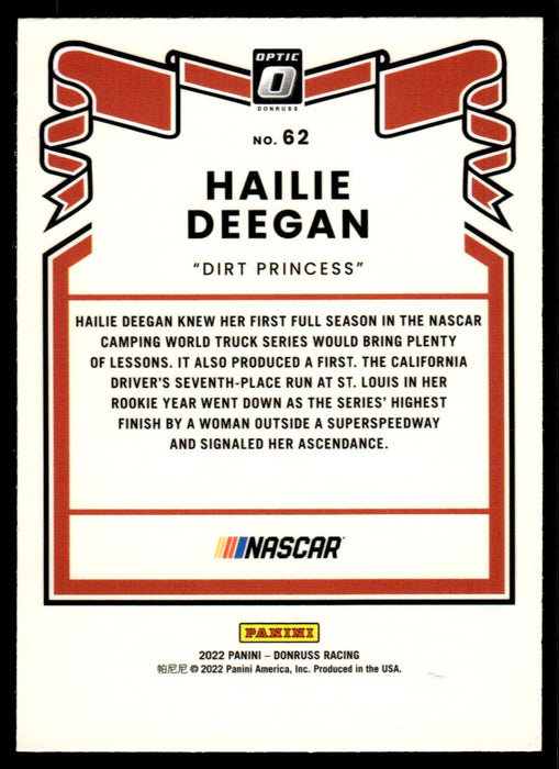 Hailie Deegan 2022 Panini Donruss Racing Optic Retro 1981 Back of Card