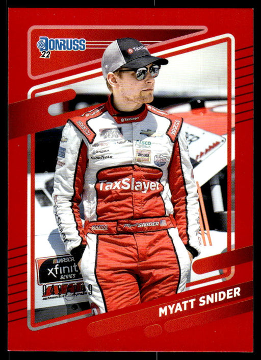 Myatt Snider 2022 Panini Donruss Racing Red Front of Card