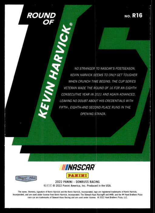 Kevin Harvick 2022 Panini Donruss Racing Round of 31 Back of Card