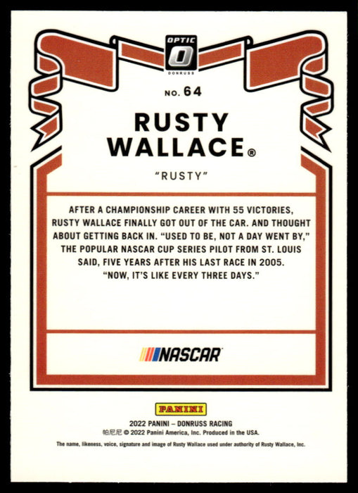 Rusty Wallace 2022 Panini Donruss Racing Optic Retro 1981 Back of Card