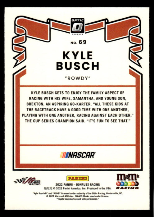 Kyle Busch 2022 Panini Donruss Racing Optic Retro 1981 Back of Card