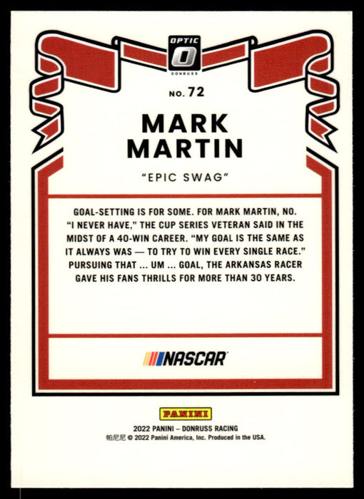 Mark Martin 2022 Panini Donruss Racing Optic Retro 1981 Back of Card