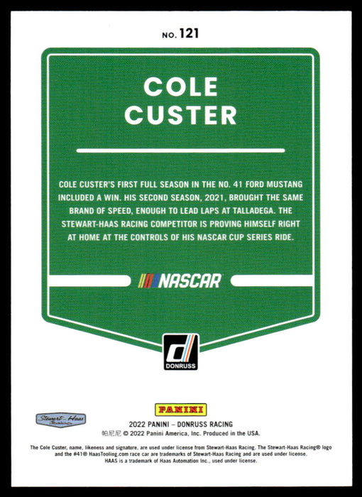 Cole Custer 2022 Panini Donruss Racing Red Back of Card