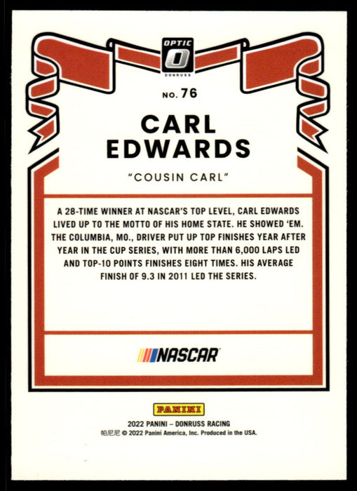 Carl Edwards 2022 Panini Donruss Racing Optic Retro 1981 Back of Card