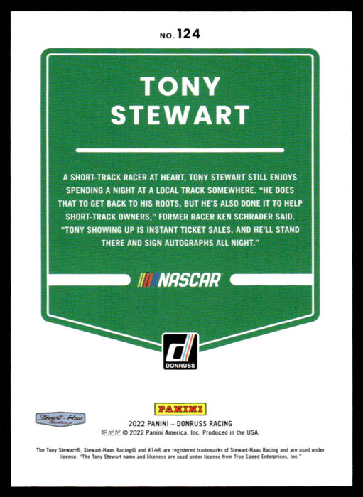 Tony Stewart 2022 Panini Donruss Racing Red Back of Card