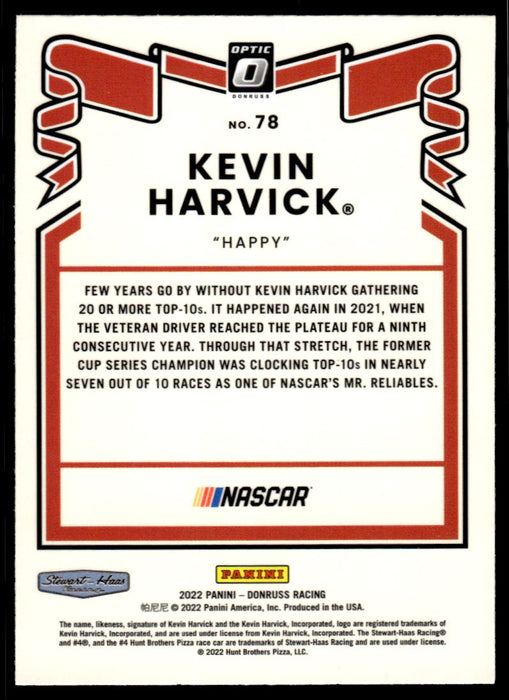 Kevin Harvick 2022 Panini Donruss Racing Optic Retro 1981 Back of Card