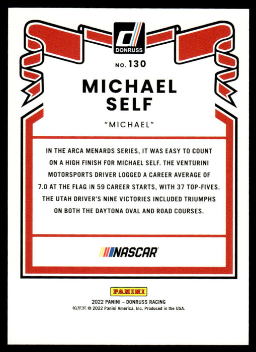 Michael Self 2022 Panini Donruss Racing Red Retro 1981 Back of Card