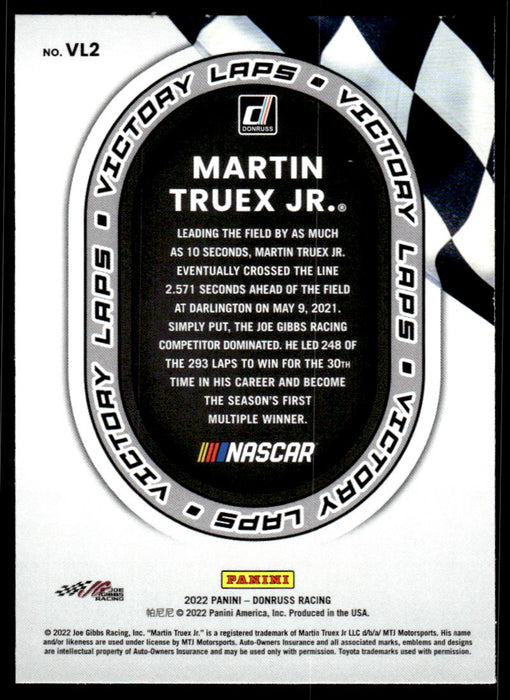 Martin Truex Jr. 2022 Panini Donruss Racing Victory Laps Back of Card