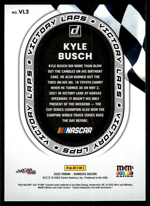 Kyle Busch 2022 Panini Donruss Racing Victory Laps Back of Card