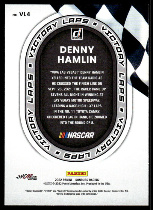 Denny Hamlin 2022 Panini Donruss Racing Victory Laps Back of Card