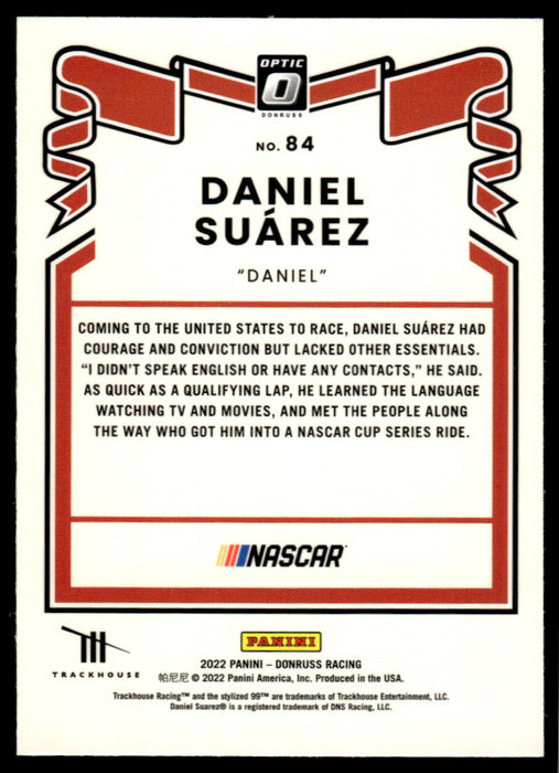 Daniel Suarez 2022 Panini Donruss Racing Optic Retro 1981 Back of Card