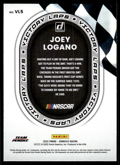 Joey Logano 2022 Panini Donruss Racing Victory Laps Back of Card