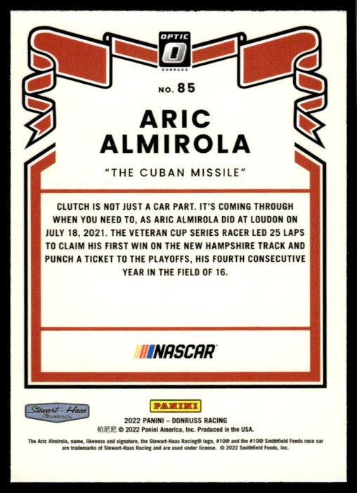 Aric Almirola 2022 Panini Donruss Racing Optic Retro 1981 Back of Card