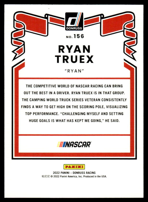 Ryan Truex 2022 Panini Donruss Racing Red Retro 1981 Back of Card