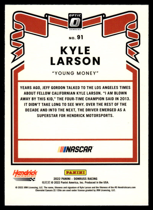 Kyle Larson 2022 Panini Donruss Racing Optic Retro 1981 Back of Card