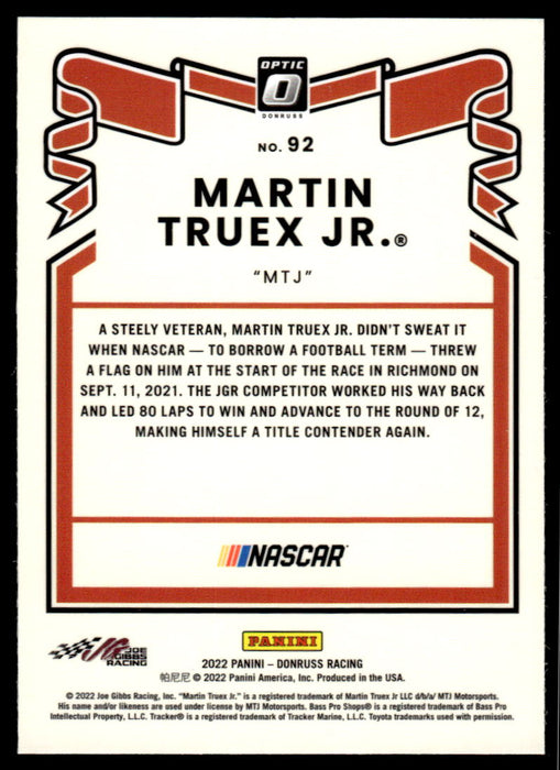 Martin Truex Jr. 2022 Panini Donruss Racing Optic Retro 1981 Back of Card