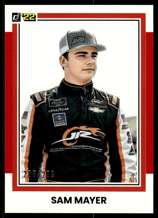 Sam Mayer 2022 Panini Donruss Racing Red Retro 1981 Front of Card