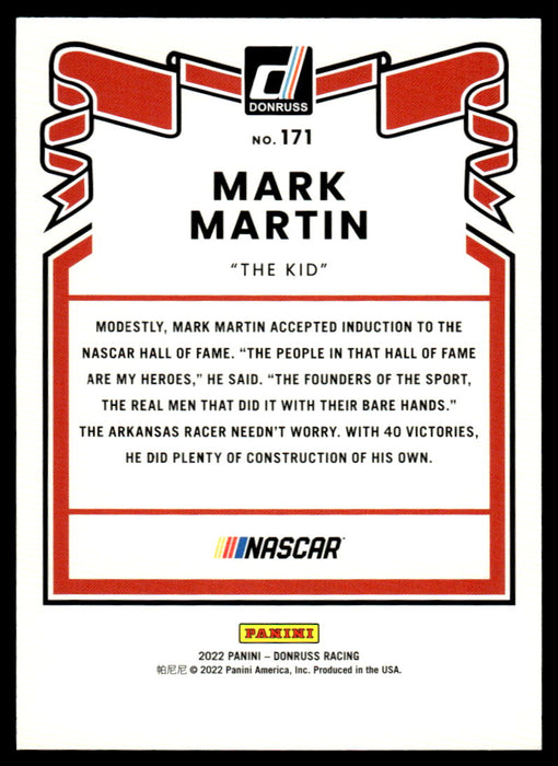 Mark Martin 2022 Panini Donruss Racing Red Retro 1981 Back of Card