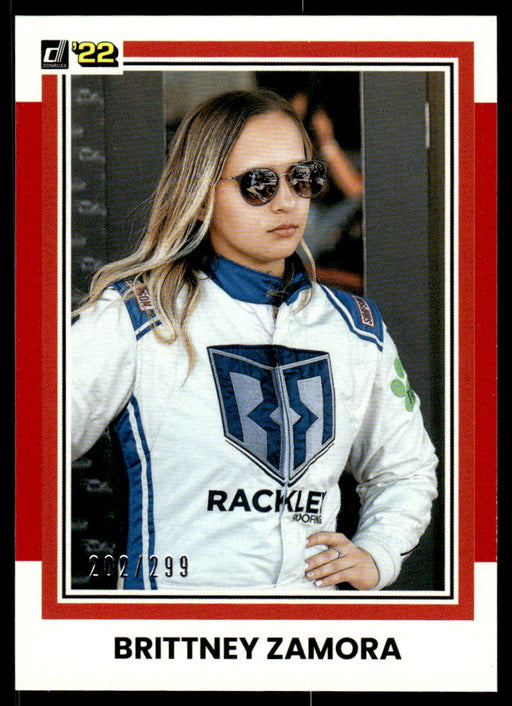 Brittney Zamora 2022 Panini Donruss Racing Red Retro 1981 Front of Card