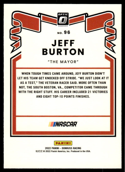 Jeff Burton 2022 Panini Donruss Racing Optic Retro 1981 Back of Card