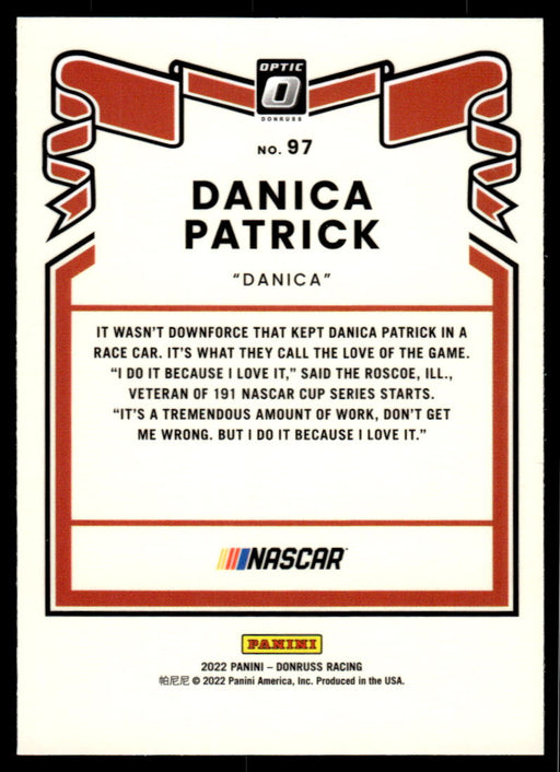 Danica Patrick 2022 Panini Donruss Racing Optic Retro 1981 Back of Card