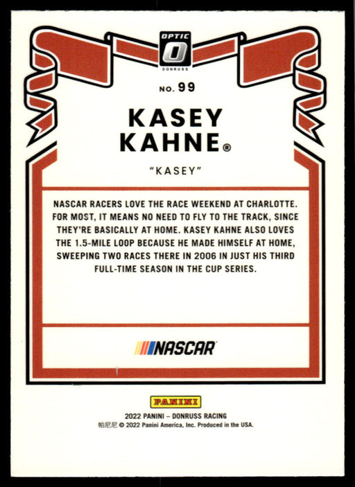 Kasey Kahne 2022 Panini Donruss Racing Optic Retro 1981 Back of Card