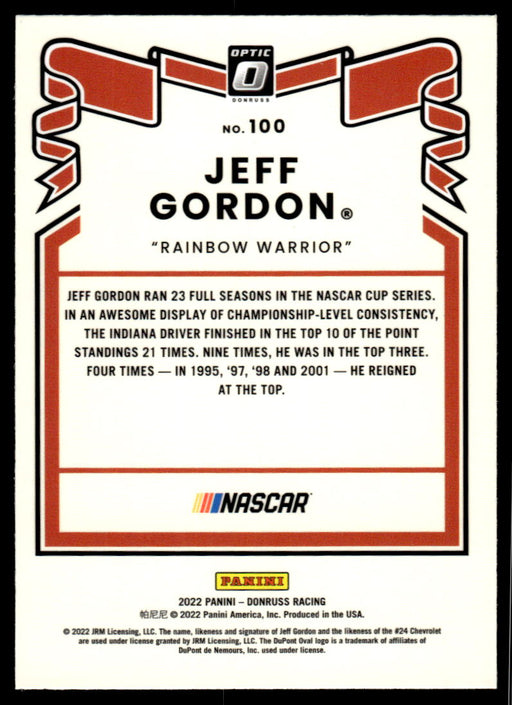 Jeff Gordon 2022 Panini Donruss Racing Optic Retro 1981 Back of Card