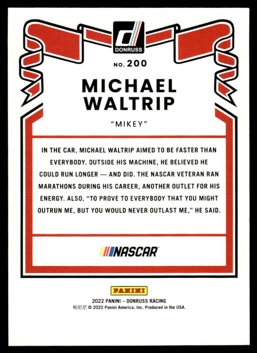 Michael Waltrip 2022 Panini Donruss Racing Red Retro 1981 Back of Card