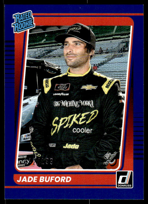 Jade Buford 2022 Panini Donruss Racing Blue Rated Rookie Front of Card