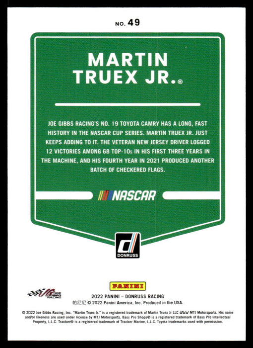 Martin Truex Jr. 2022 Panini Donruss Racing Blue Back of Card