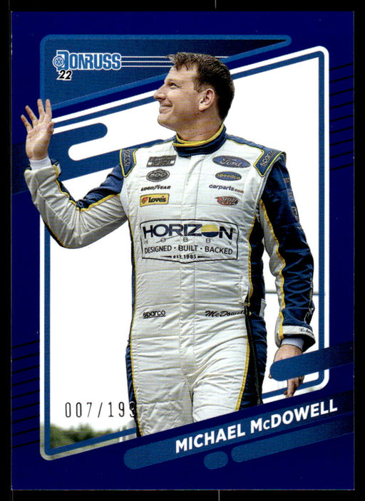 Michael McDowell 2022 Panini Donruss Racing Blue Front of Card