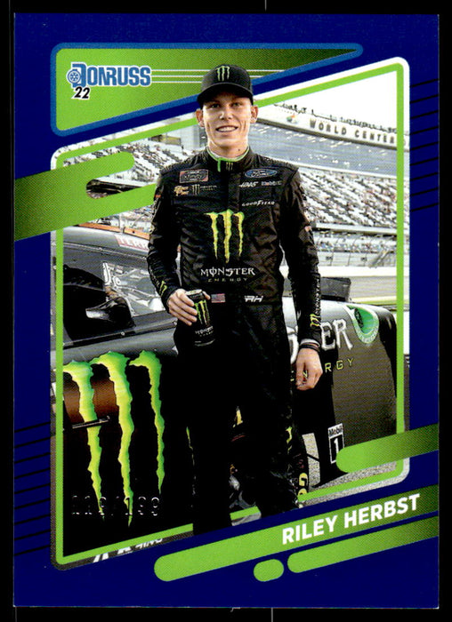 Riley Herbst 2022 Panini Donruss Racing Blue Front of Card