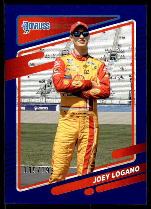 Joey Logano 2022 Panini Donruss Racing Blue Front of Card