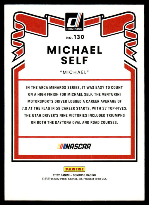 Michael Self 2022 Panini Donruss Racing Blue Retro 1981 Back of Card