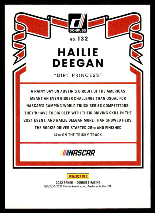 Hailie Deegan 2022 Panini Donruss Racing Blue Retro 1981 Back of Card