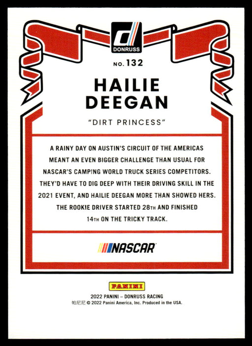 Hailie Deegan 2022 Panini Donruss Racing Blue Retro 1981 Back of Card