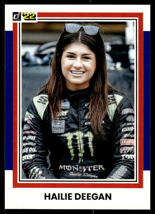 Hailie Deegan 2022 Panini Donruss Racing Blue Retro 1981 Front of Card