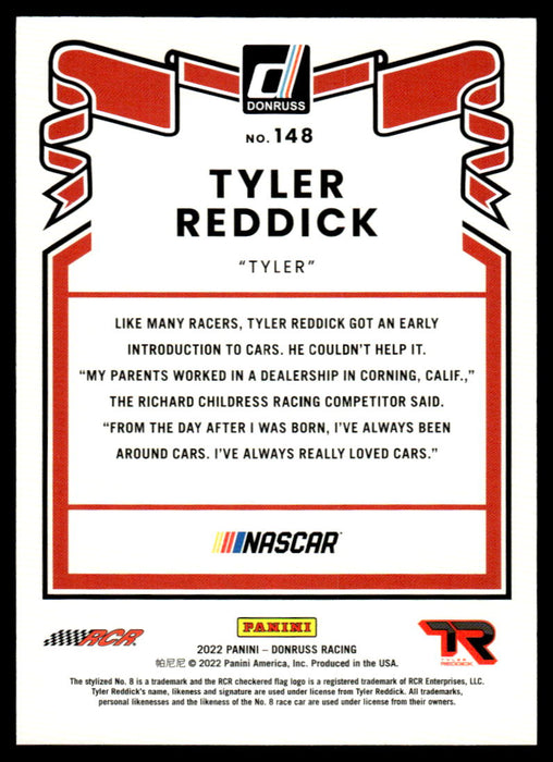 Tyler Reddick 2022 Panini Donruss Racing Blue Retro 1981 Back of Card