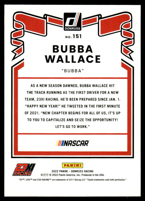 Bubba Wallace 2022 Panini Donruss Racing Blue Retro 1981 Back of Card